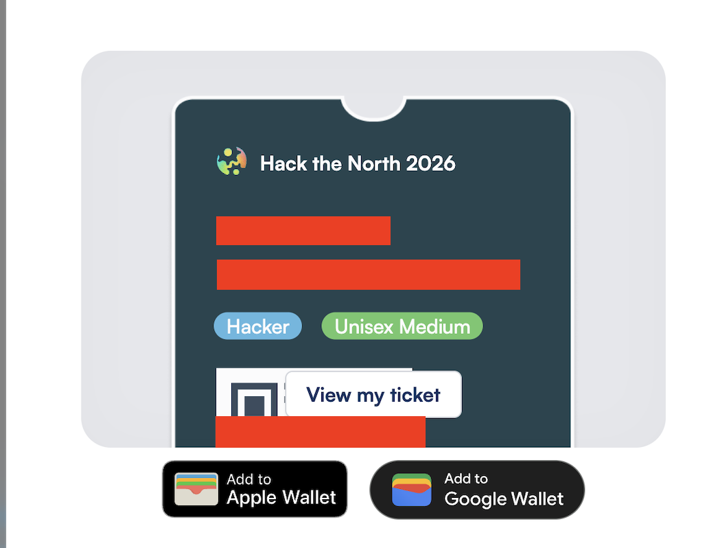hack the north 2026 hacker ticket with personal details redacted